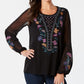 Style & Co Embroidered Blouse Black Size XL