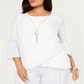Jm Collection Plus Size Crossover-Hem Necklace Top White Size 0X
