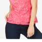 Thalia Sodi Lace Zipper-Front Top Pink Size XS