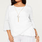 Jm Collection Plus Size Crossover-Hem Necklace Top White Size 1X