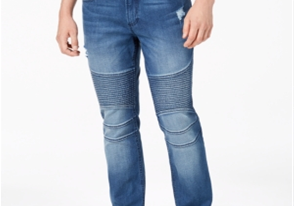 American Rag Men's Slim Fit Moto Jeans Blue Size 34x30
