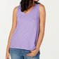 Style & Co Women's Graphic Refresh Eyelet Floral Tank Top Purple Size Medium