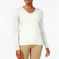 Karen Scott Women's Cotton V Neck Sweater White Size XX-Large
