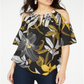 Thalia Sodi Women's Printed Cold Shoulder Top Black Size Medium