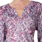 Style & Co Women's Roll Tab Sleeve Split Neck Top Purple Size X-Large