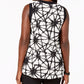 JM Collection Women's Printed Textured Top Black  Size X-Large