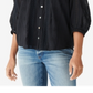 Lucky Brand Women's Lace Inset Embroidered Blouse Black Size M