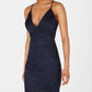 Emerald Sundae Juniors Spaghetti Strap V Neck Mini Evening Dress Blue Size XS