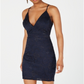Emerald Sundae Juniors Spaghetti Strap V Neck Mini Evening Dress Blue Size XS