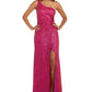 Nightway Women's Asymmetric Sequin Sleeveless Gown Pink Size 14