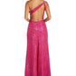 Nightway Women's Asymmetric Sequin Sleeveless Gown Pink Size 14