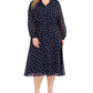 Alfani Women's Printed Belted Shirtdress Blue Size 22W