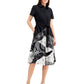 Alfani Women's Payton Printed Short-Sleeve Midi Shirt Dress Black Size XS