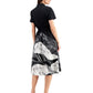 Alfani Women's Payton Printed Short-Sleeve Midi Shirt Dress Black Size XS