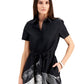 Alfani Women's Payton Printed Short-Sleeve Midi Shirt Dress Black Size XS