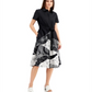 Alfani Women's Payton Printed Short-Sleeve Midi Shirt Dress Black Size XS