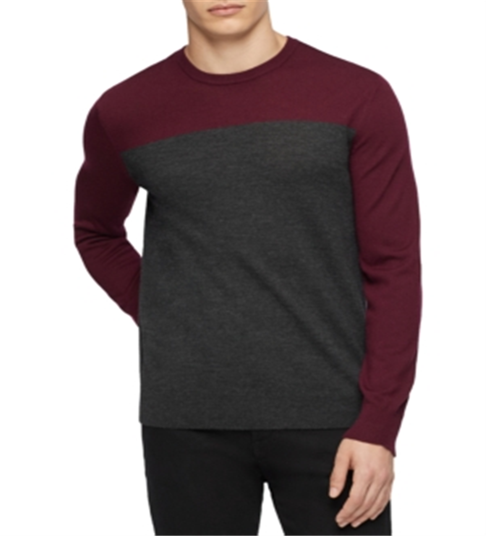 Calvin Klein Men's Merino Colorblock Sweater Red Size X-Small