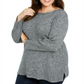 Karen Scott Women's Ballet Baby Marled Ballet Neck Sweater Gray Size 1X