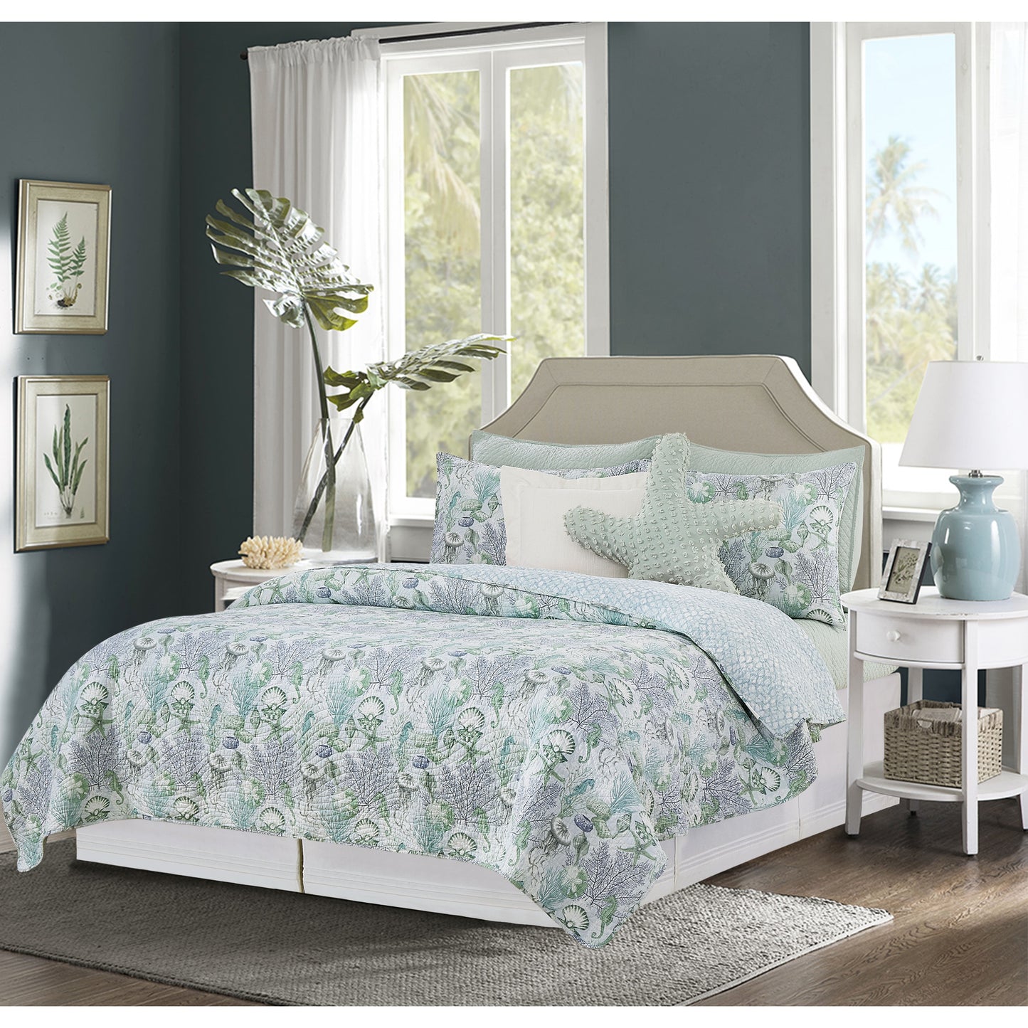Shoreline Waters Cotton Coastal Quilt Set