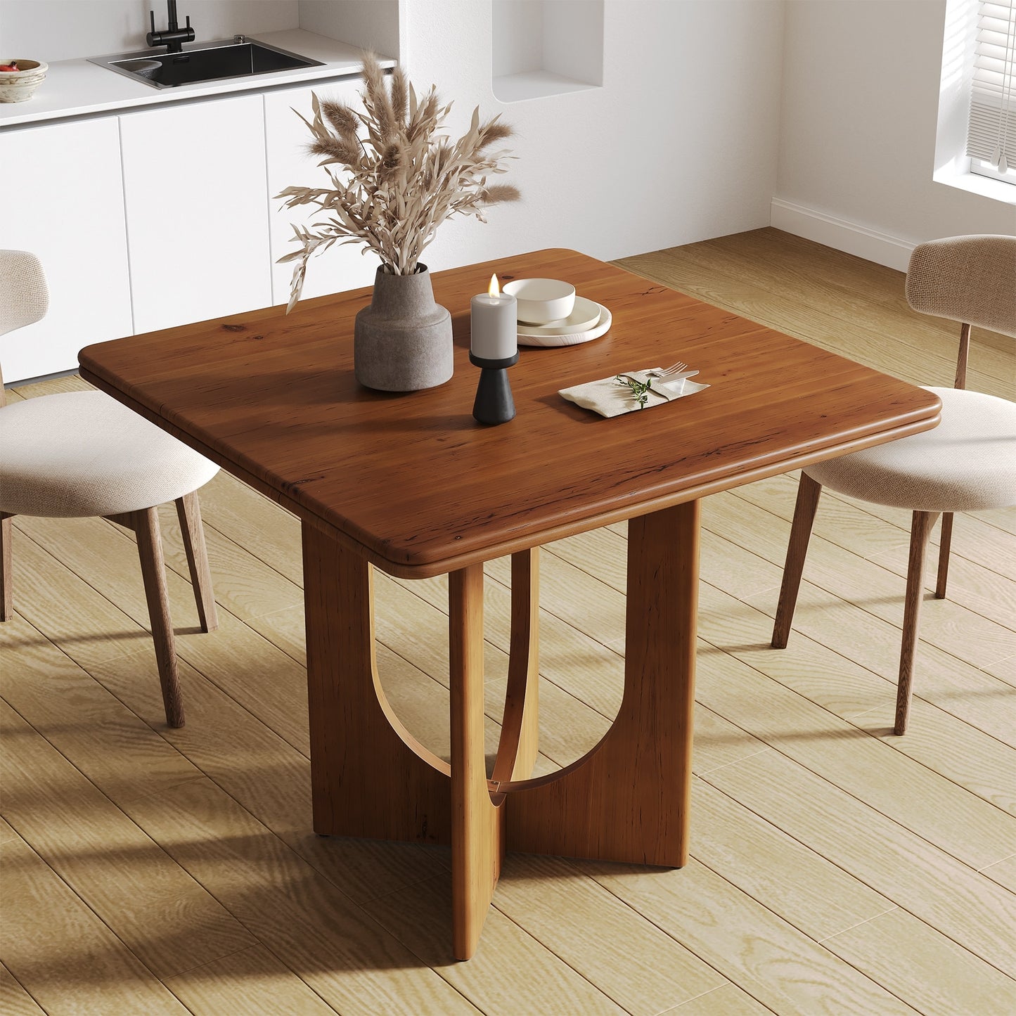 Small Solid Wood Square Dining Table for 24 People  315 W x 315 D x 303 H