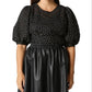 Gracia womens Flower Embroidered Top Black