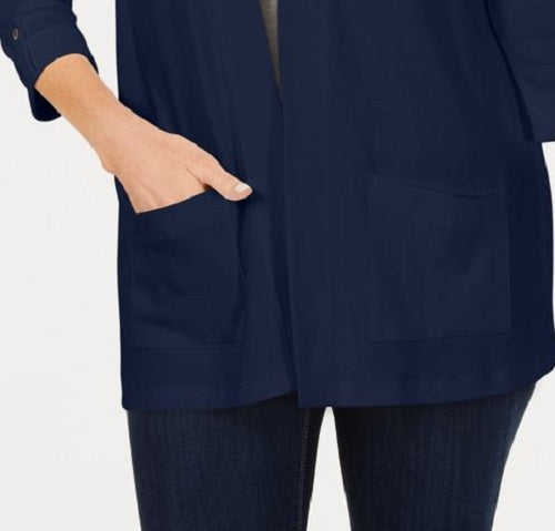 Karen Scott Women's Cotton Cozy Cardigan Navy Size X-Small