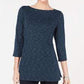 Karen Scott Women's Boat-Neck Space-Dyed Top Navy Size Medium