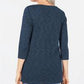 Karen Scott Women's Boat-Neck Space-Dyed Top Navy Size Medium