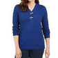 Karen Scott Women's Cotton Marled Henley Sweater Blue Size X-Small
