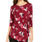 Alfani Women's Printed Side Tie Top Red Size Petite Medium