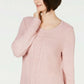 Karen Scott Women's Cable-Knit Panel Sweater Pink Size Small