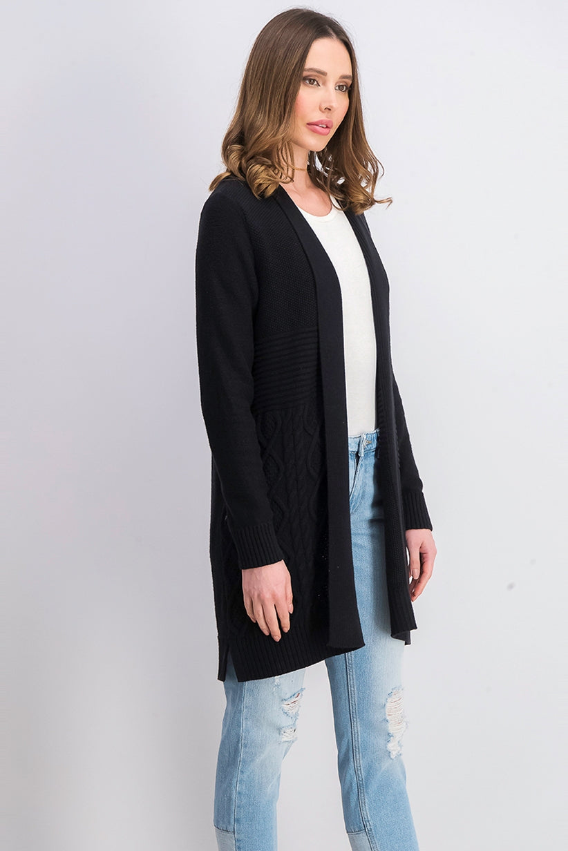Charter Club Women's Patchwork Cardigan Black Size Small
