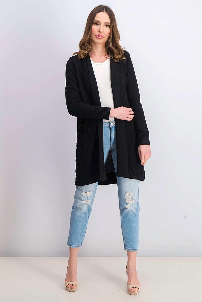Charter Club Women's Patchwork Cardigan Black Size XX-Large