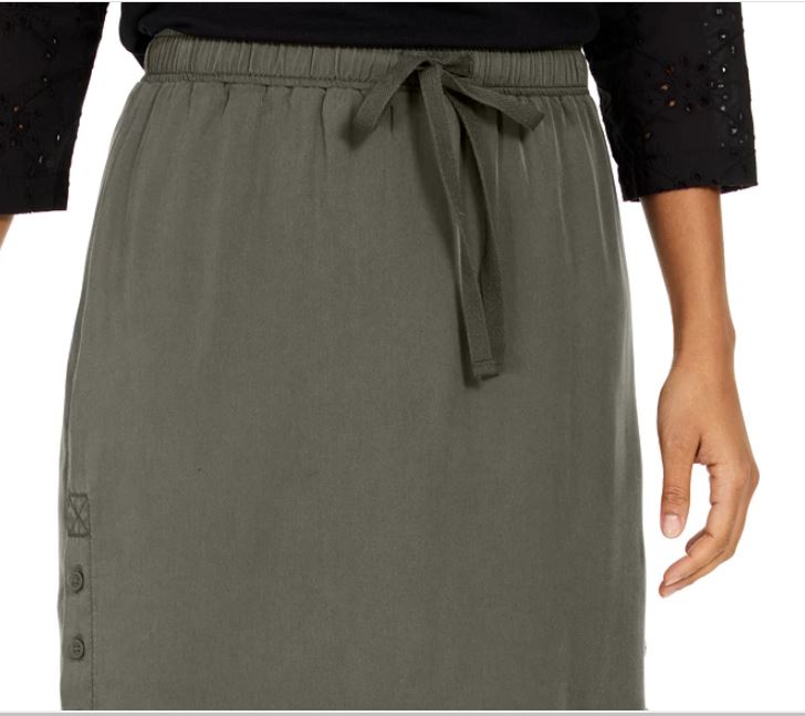Style & Co Women's Drawstring Tencel Skort Green Size Medium