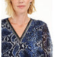 JM Collection Women's V Neck Tunic Navy Size X-Small
