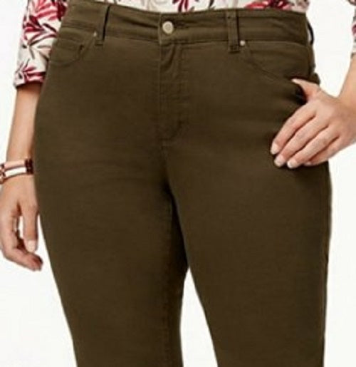 Style & Co Women's Tummy-Control Straight-Leg Fashion Jeans Green Size 6