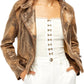 Free People Women's Fenix Snake Embossed Faux Leather Moto Jacket Black Charcoal - Size Medium