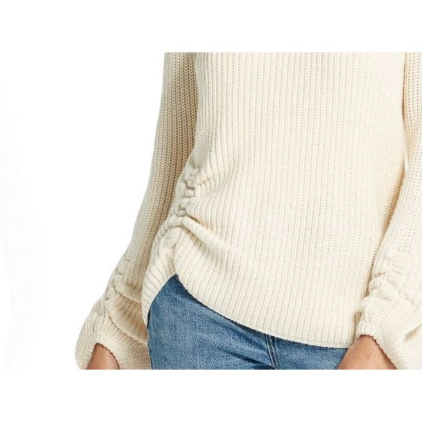 Weatherproof Vintage Women's Balloon Sleeve Ruched Sweater White Size Medium