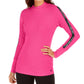 Calvin Klein Women's Performance Logo-Stripe Mock-Neck T-Shirt Bright Pink Size X-Large