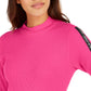Calvin Klein Women's Performance Logo-Stripe Mock-Neck T-Shirt Bright Pink Size X-Large