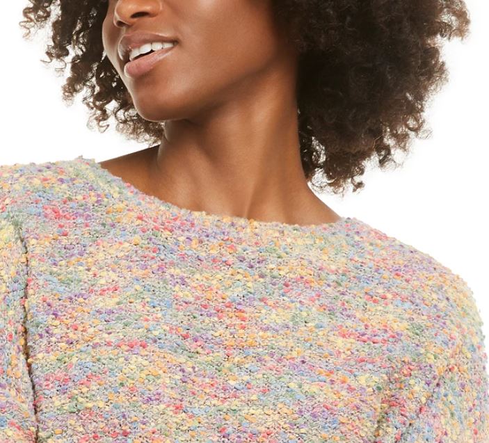 Ultra Flirt Junior's Rainbow Popcorn Sweater Grey Size X-Large