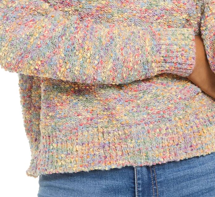 Ultra Flirt Junior's Rainbow Popcorn Sweater Grey Size X-Large