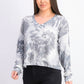 Crave Fame Juniors' Cozy Ribbed Tie-Dyed Top Black Size X-Large