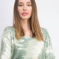 Crave Fame Juniors' Cozy Ribbed Tie-Dyed Top Green Size X-Large
