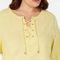 Tommy Hilfiger Women's Plus Size Cotton Lace-Up Top Gold Size 1X