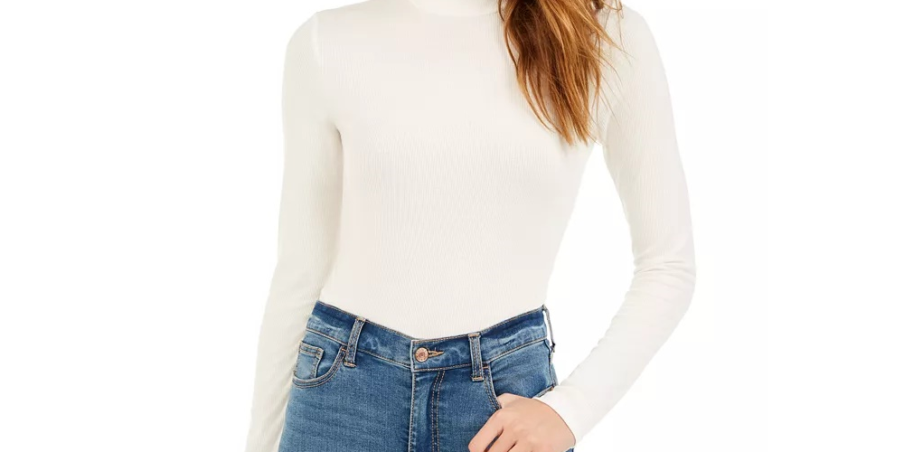 Self Esteem Juniors' Mock-Neck Bodysuit White Size Medium