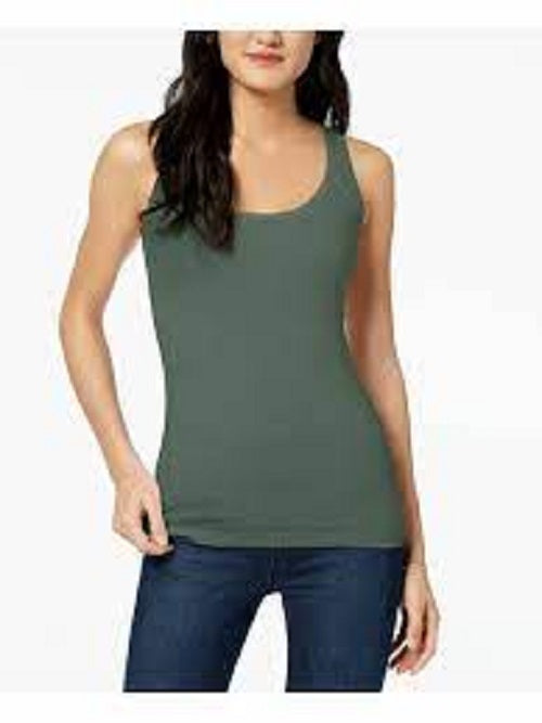Maison Jules Women's Scoop-Neck Tank Top Green Size Large