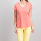 Maison Jules Women's V-Neck Patch-Pocket T-Shirt Pink Size Medium