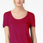 Maison Jules Women's Scoop-Neck T-Shirt Red Size Extra Large
