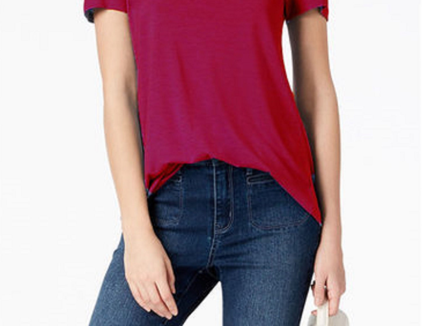 Maison Jules Women's Scoop-Neck T-Shirt Red Size Extra Large